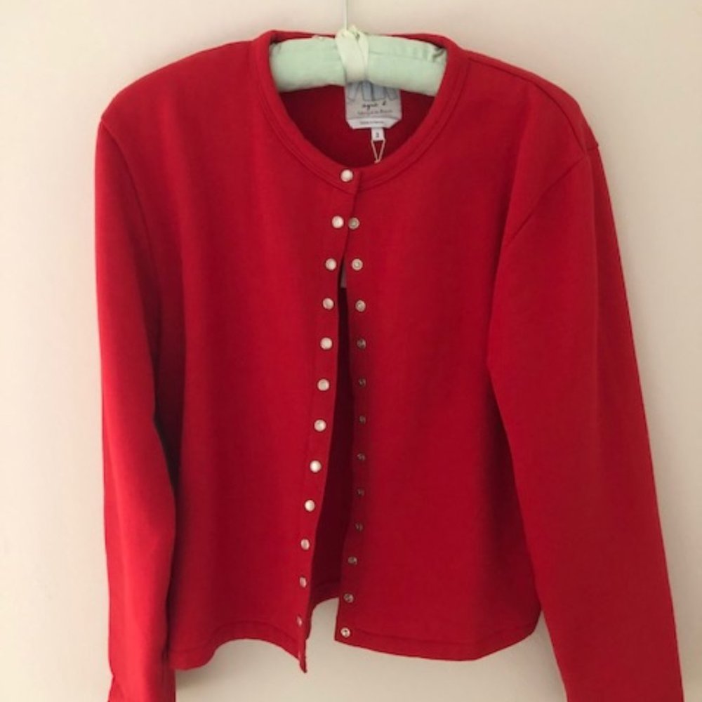 Agnes B. Classic Snap Cardigan Size 3 Red